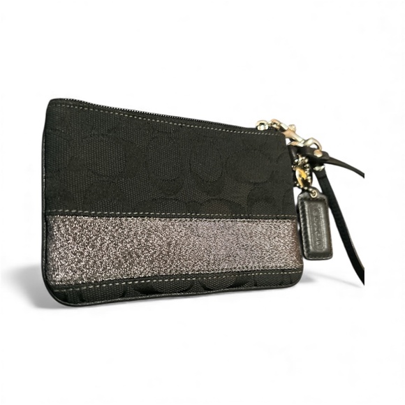 Coach Legacy 65th Anniversary Black Signature Canvas Striped Zipper Wristlet - Picture 5 of 7